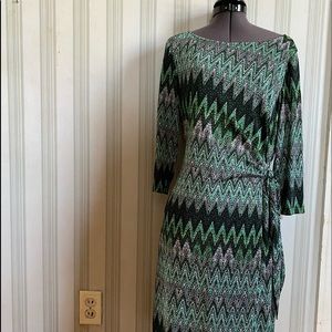 Sharagano print wrap dress